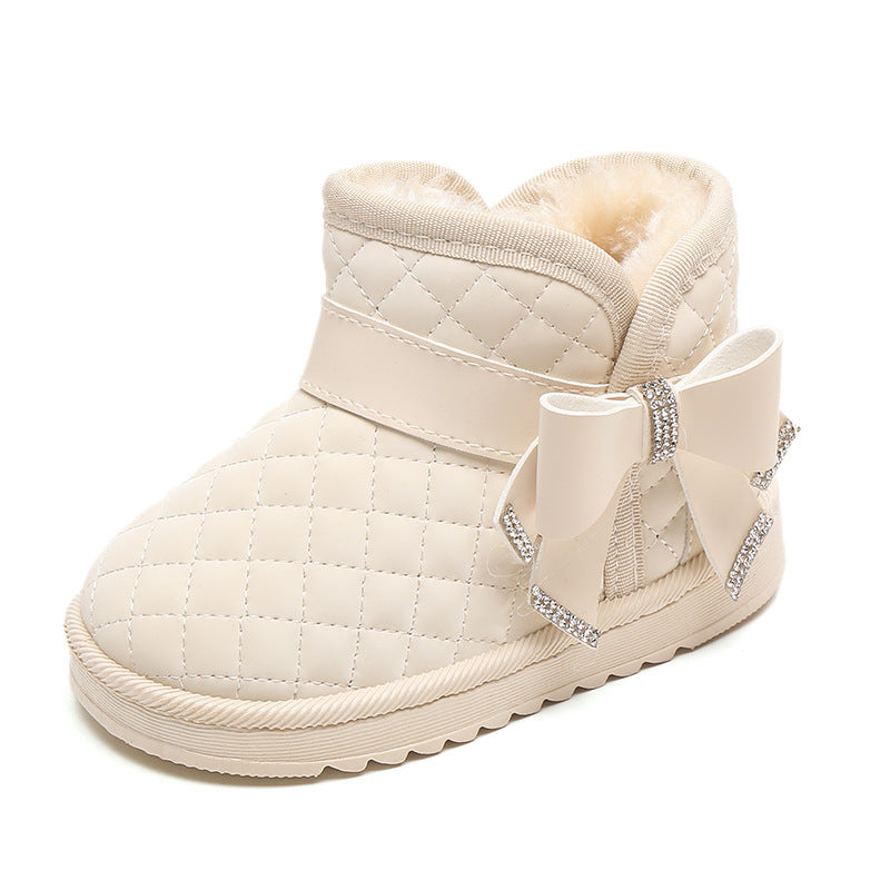 Girls snow boots foreign trade wholesale plus velvet thick waterproof non-slip baby cotton shoes autumn and winter new warm shoes children's shoes