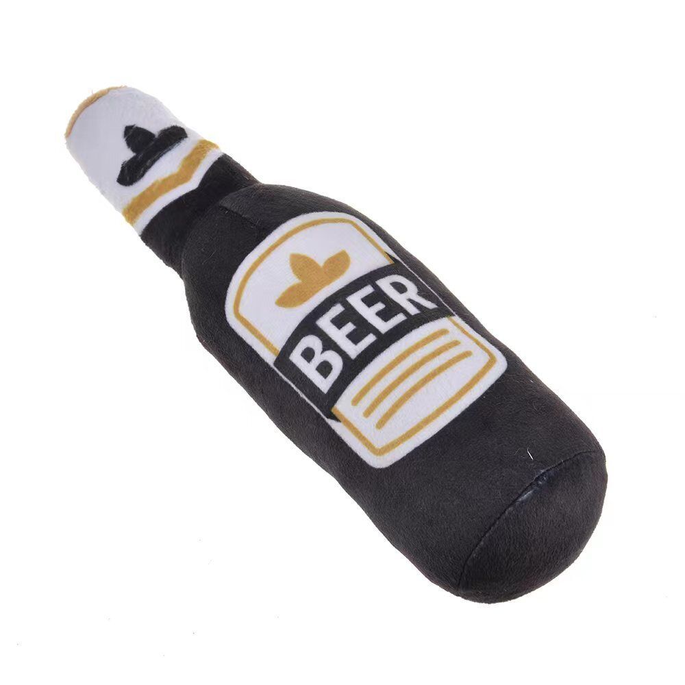 New plush stuffed vodka whiskey bottle squeaking sound pet dog chewing and grinding teeth toy