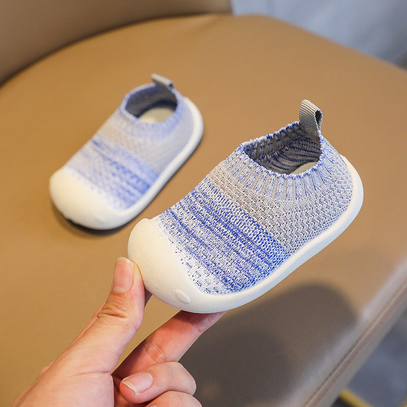 Spring and autumn baby toddler shoes Feiwei boys' shoes non-slip soft sole toddler shoes 1-3 years old girls' knitted shoes 2