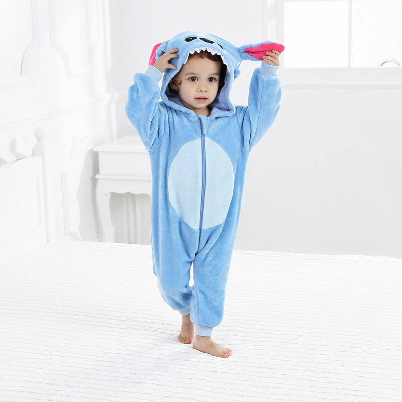 Cross-border autumn and winter baby jumpsuits, newborn clothes, flannel children's animal rompers, baby rompers