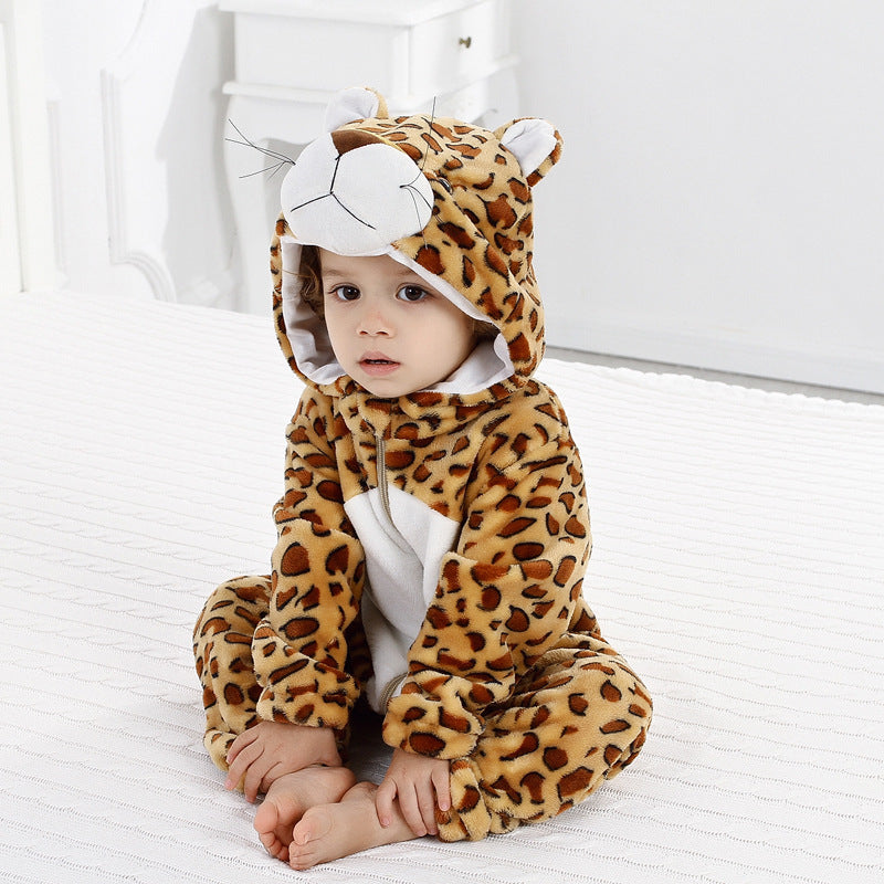 Cross-border autumn and winter baby jumpsuits, newborn clothes, flannel children's animal rompers, baby rompers