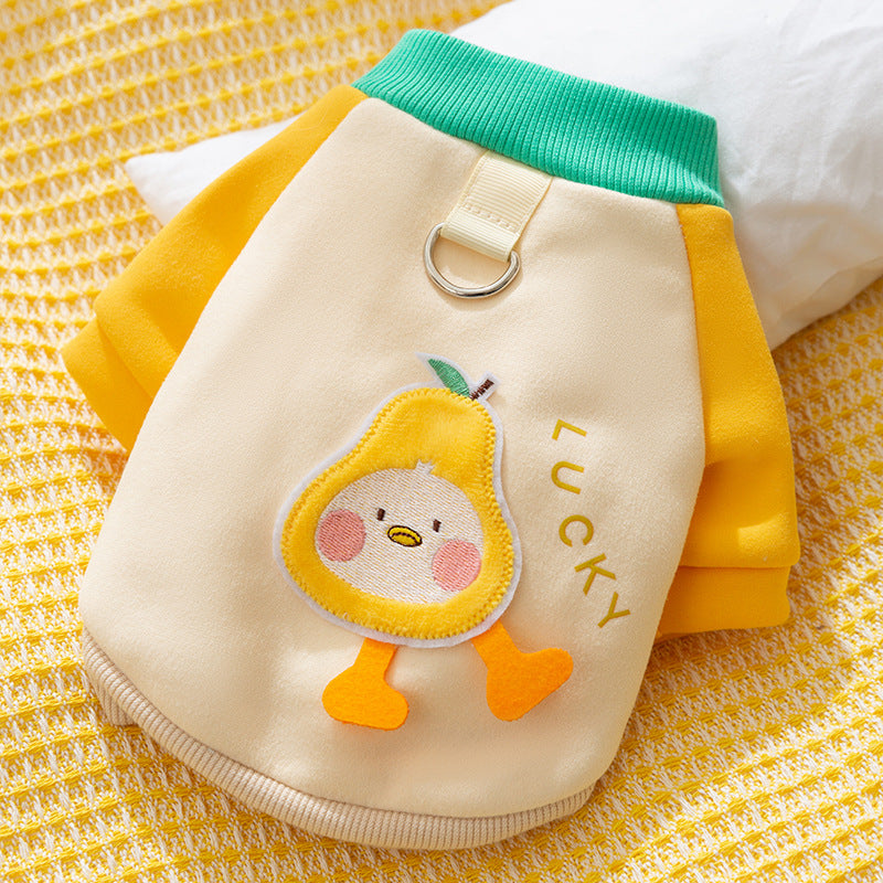 Autumn and winter dog clothes thin fleece warm hooded sweatshirt funny cat two-legged pet clothes Teddy transformation outfit