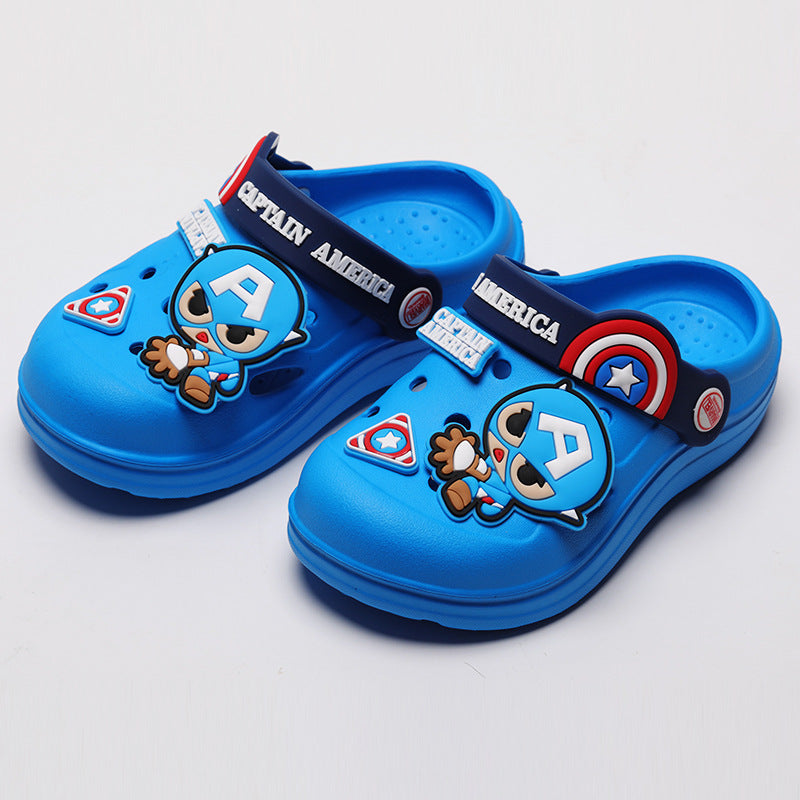 Disney Baotou Anti-collision Iron Man Children's Slippers Summer Indoor Anti-Slip Cartoon Children's Baby Beach Crocs