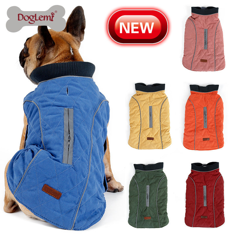 Pet autumn and winter retro clothes warm thick dog jacket vest multi-color multi-size large dog outdoor cold-proof clothing