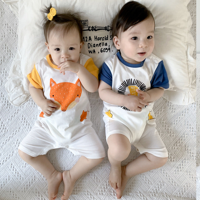 Category A baby clothes short-sleeved cotton cross-border summer foreign trade ins style baby short crawling jumpsuit one piece drop shipping