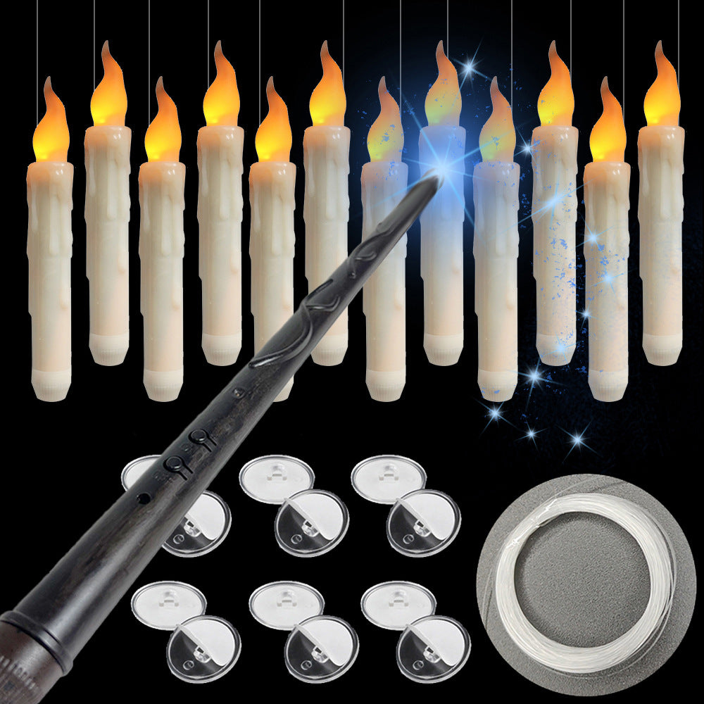 Amazon hot selling magic wand led electronic candle light Halloween Christmas decoration tear candle long rod wax
