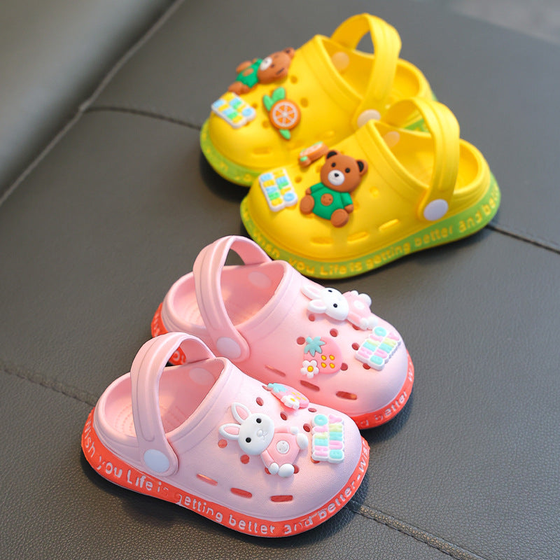 Children's slippers summer girls cute soft bottom non-slip children's sandals and slippers for children infants baby baby hole shoes boys