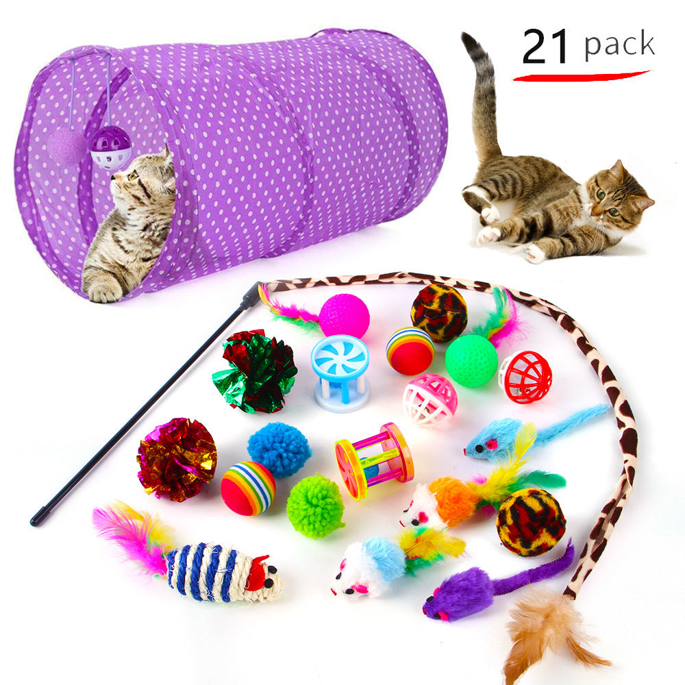Summary of pet cat toy set 21 pieces cat channel cat teaser plush mouse Amazon combination toy