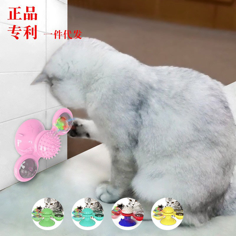 Pet supplies Amazon new spinning windmill cat toy turntable cat toy scratcher cat brush