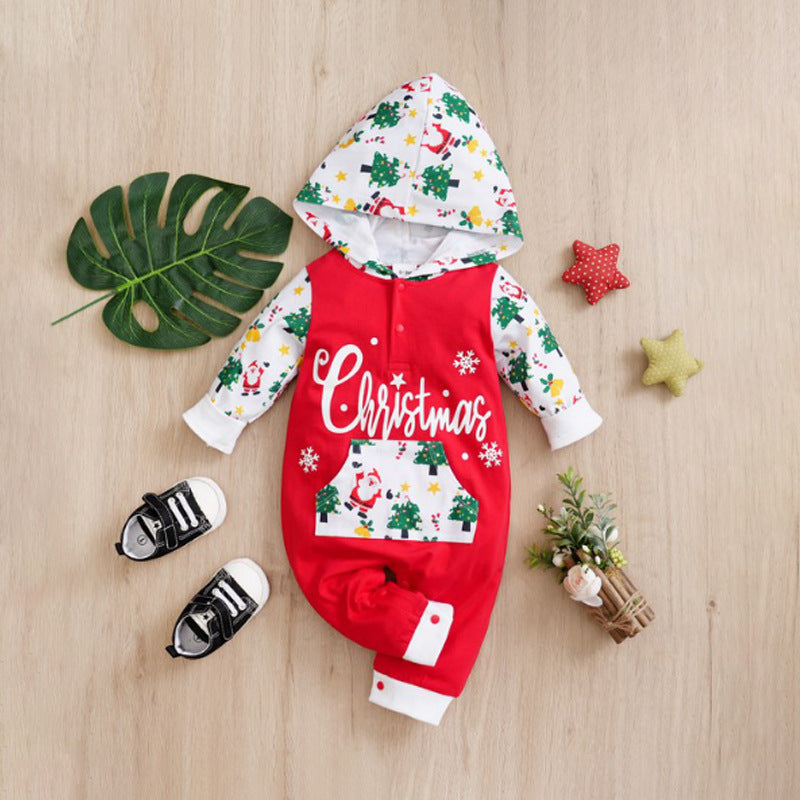 Autumn and winter Christmas baby jumpsuit baby clothes long-sleeved newborn crawling clothes baby Christmas clothing cross-border