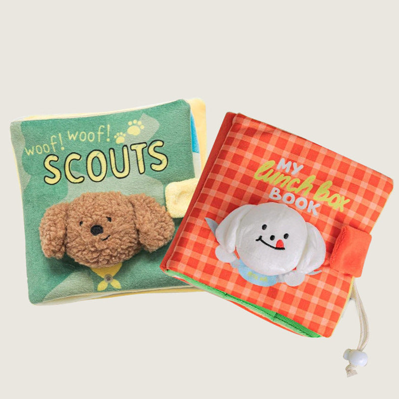 ins Korean dog toy book pet toys leaking food sniffing sound cloth book dog food hiding book pet supplies