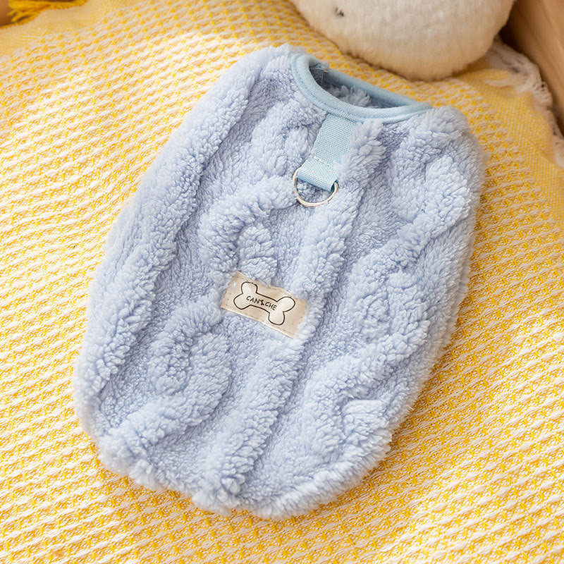 Autumn and winter cat clothes simple twist traction fleece thick warm winter kitten vest pet dog clothes