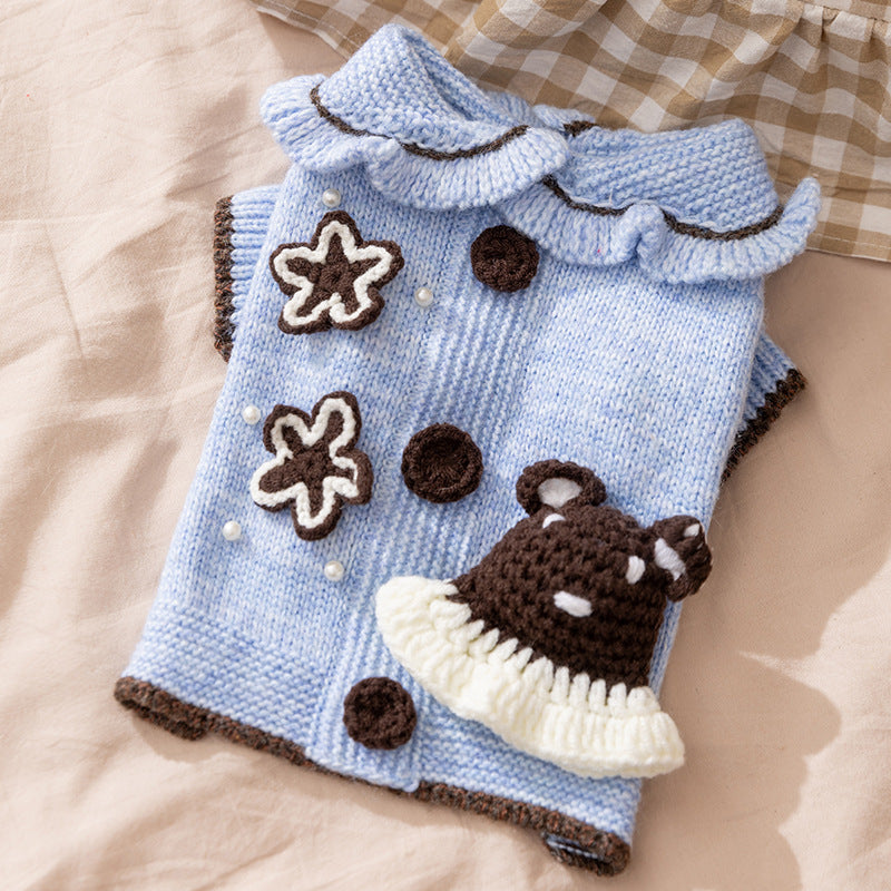 Autumn and winter joint cat clothes thick warm pullover sweater Teddy dog two-legged clothes pet clothes