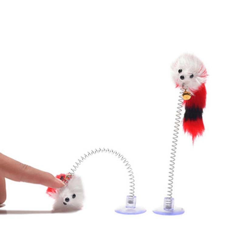 Yiwu cat toy factory Haqi pet Amazon cross-border suction cup spring bell mouse self-entertainment cat