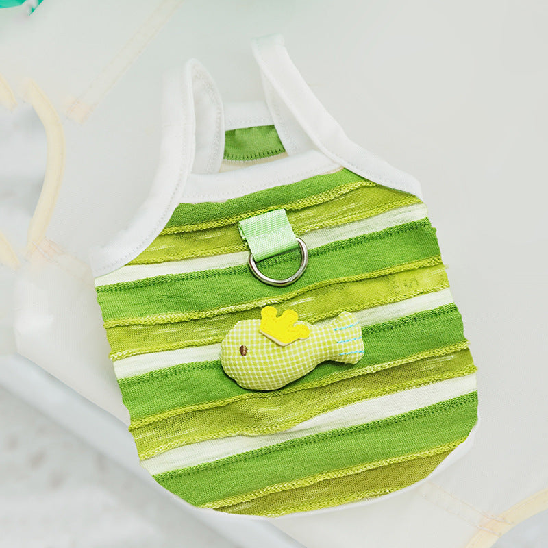 Three-dimensional small flower traction sling spring and summer thin dog clothes Teddy Yorkshire terrier small puppy pet clothes