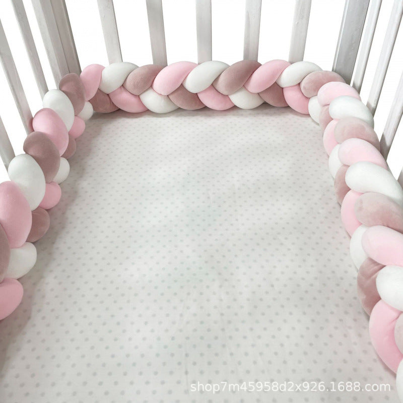 Baby crib surround ins new hand-woven long knotted ball three-strand braid anti-collision soft bag baby crib surround