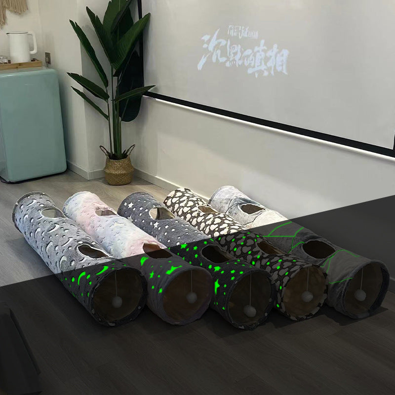 Rolling Chinchilla Tunnel Luminous Edition Drilling Channel Foldable Washable Four Seasons Universal Pet Cat Toy Supplies