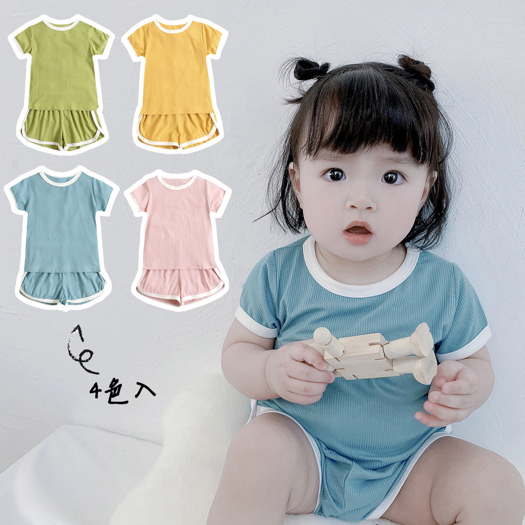 Korean style children's clothing summer baby clothes short-sleeved two-piece set ins baby clothing baby clothes children's suit