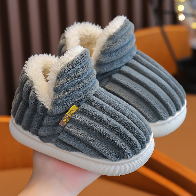 Children's cotton slippers winter boys and girls baby fur slippers indoor warm plush non-slip parent-child slippers