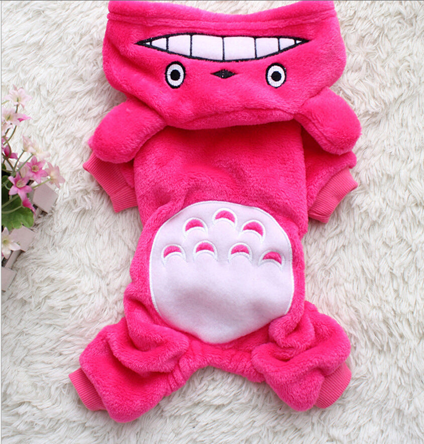 Cat Transformation Suit Teddy Small Dog Costume Warm Dog Clothes Pet Clothes Autumn and Winter Models Four-legged Hooded