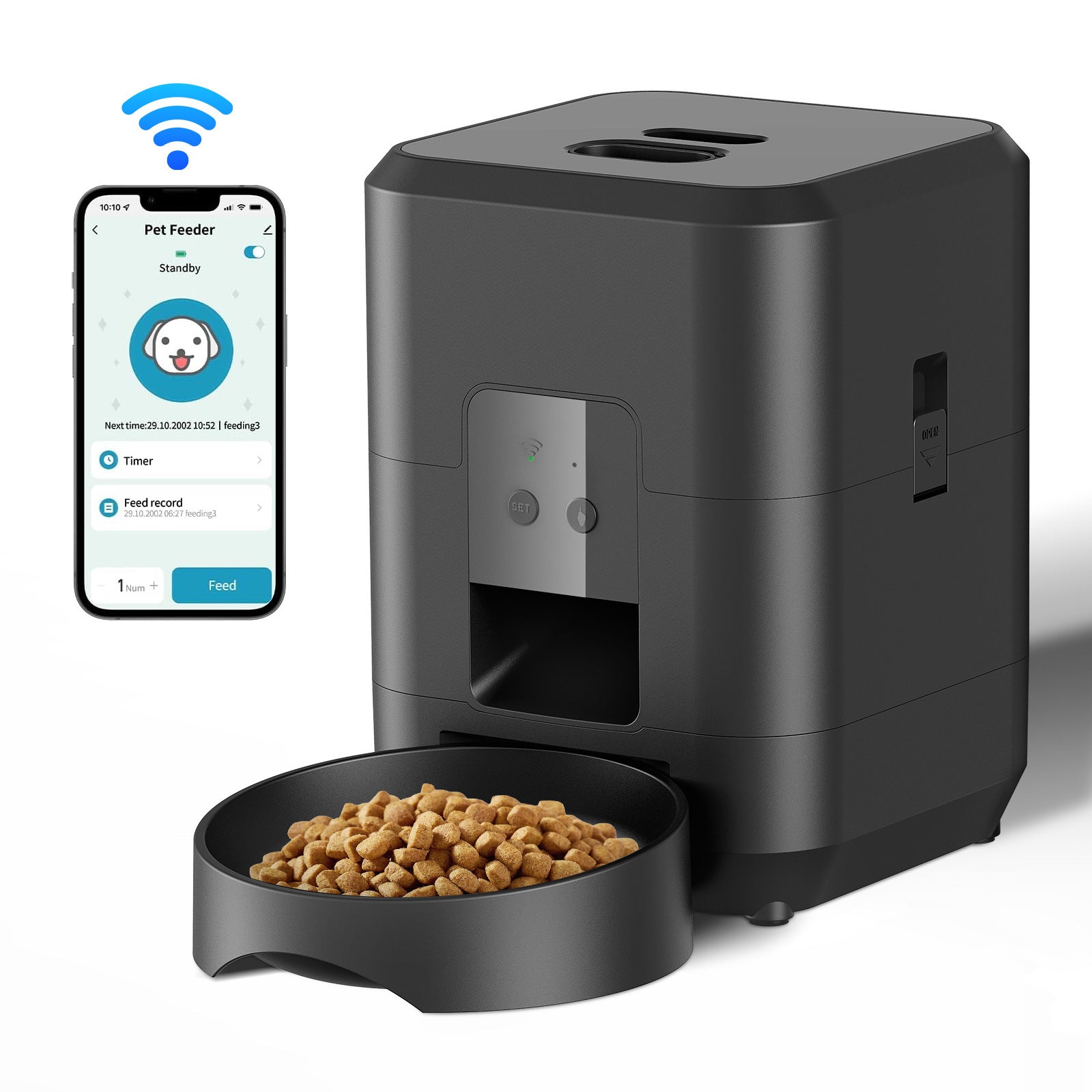 Pet smart feeder timed quantitative cat automatic feeding machine wifi remote video dog feeding machine