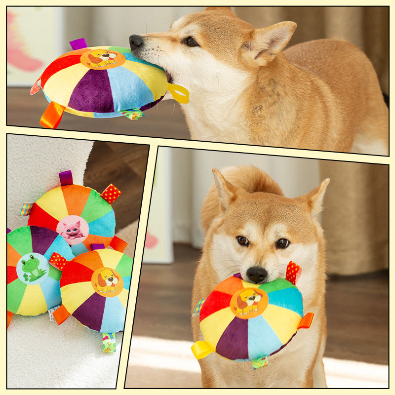 Dog plush sound frisbee toy interactive self-entertainment boredom grinding teeth resistant pet training Corgi Teddy