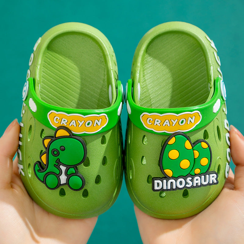 Dinosaur baby hole shoes 1 year old 3 indoor waterproof anti-collision Baotou children's slippers summer boys and girls infants