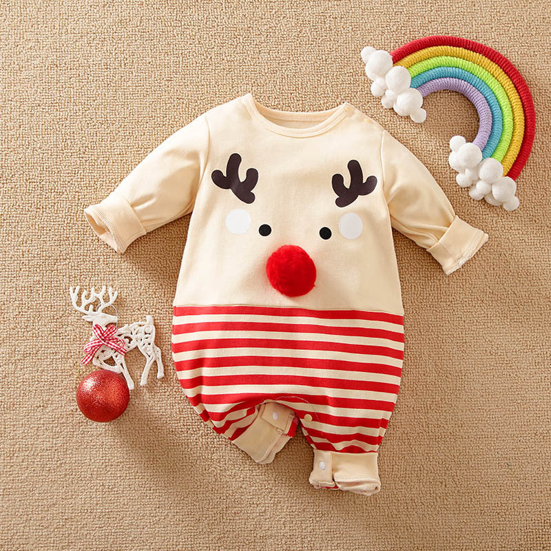 Autumn and winter Christmas baby jumpsuit baby clothes long-sleeved newborn crawling clothes baby Christmas clothing cross-border