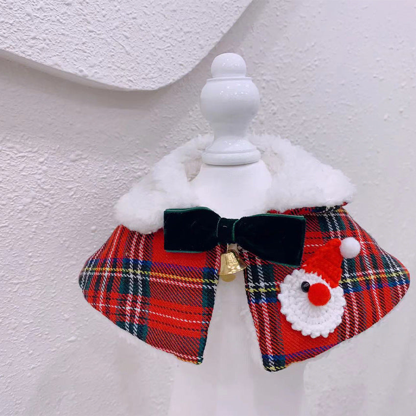 Pet Christmas clothes scarf cloak clothing New Year cat dog shawl neckband Teddy Bichon puppy cloak