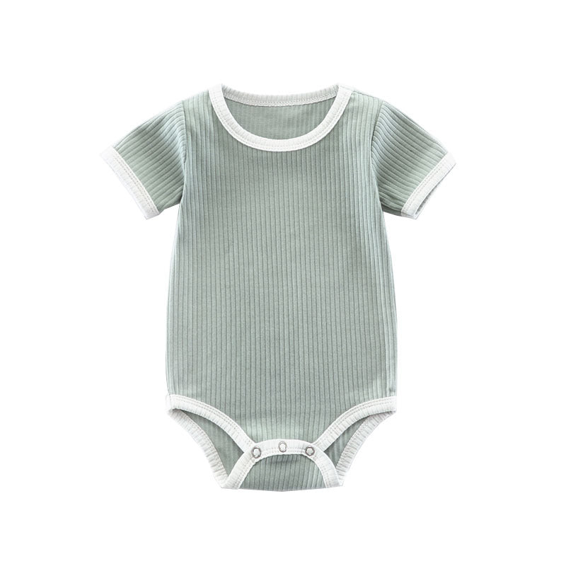 Baby spring and summer crawling clothes, baby fart clothes, ribbed baby jumpsuit, triangle romper, newborn crawling clothes