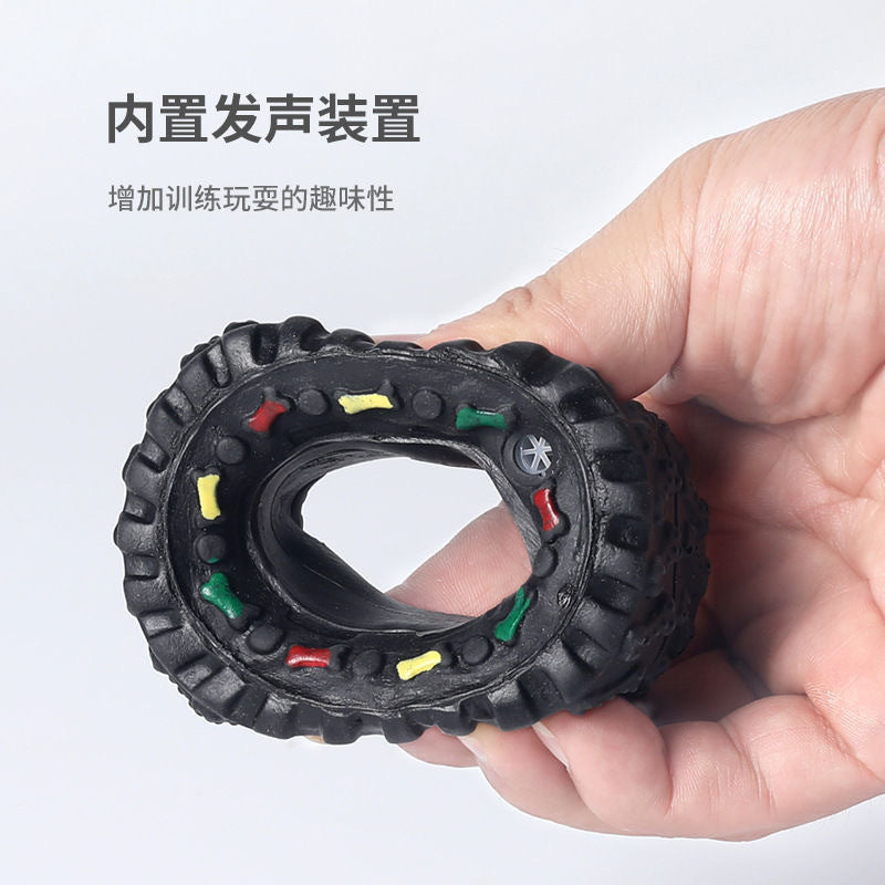 Dog tire toy pet sound toy bite-resistant puppy puppy dog teeth cleaning training vinyl toys