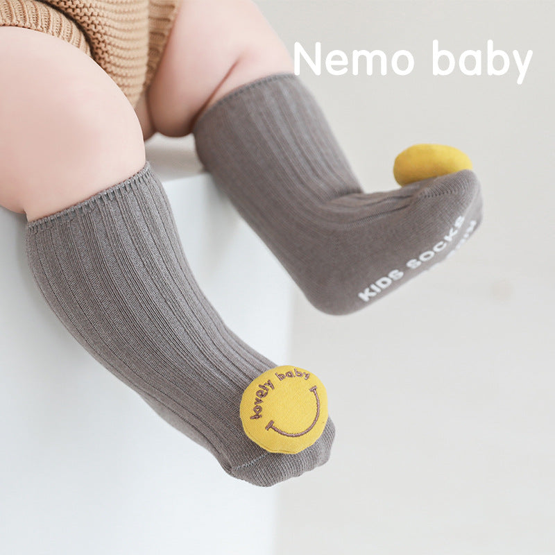 Newborn baby socks 2023 spring new baby socks cute cartoon doll boys and girls mid-tube cotton socks