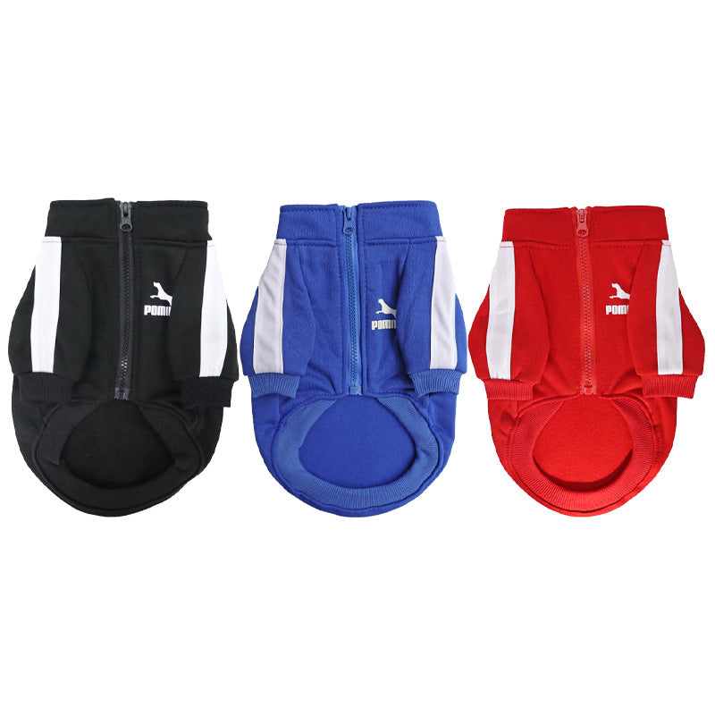 Pet zipper clothes casual trendy brand sweater autumn and winter thin fleece sportswear Teddy Pomeranian clothes wholesale