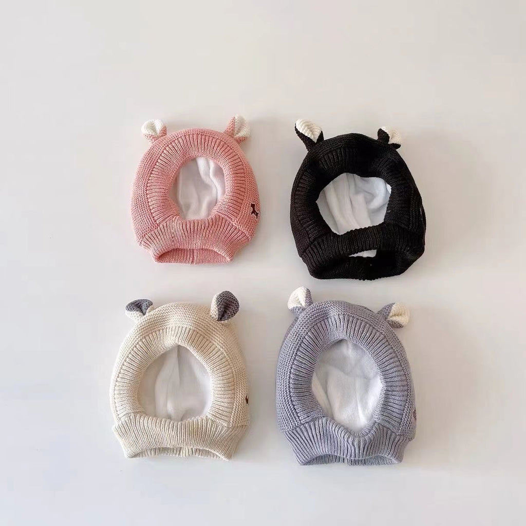 Winter plus velvet thickened children's baby rabbit ears ear protection baby boys and girls knitted hat cute wool hat
