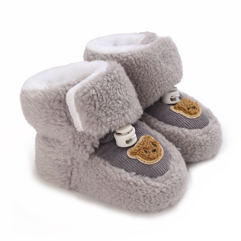 Winter newborn baby cartoon thick warm shoes and socks 0-1 year old baby cotton shoes