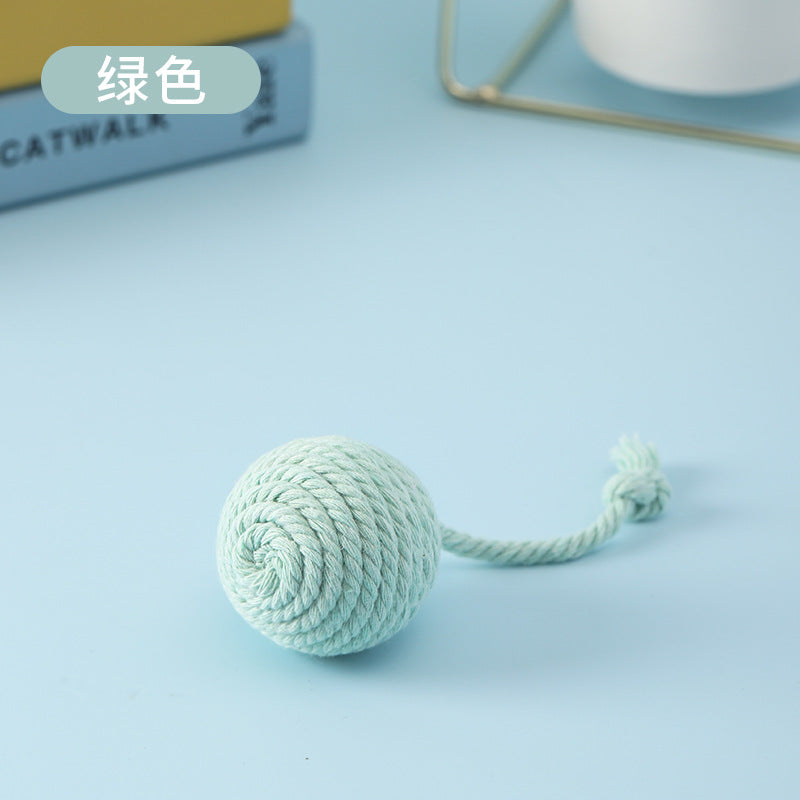 Pet Handmade Chewing Toy Hand-Pull Long Tail Cotton Ball 5cm Dog Leash Small Dog Chewing Toy Factory Wholesale