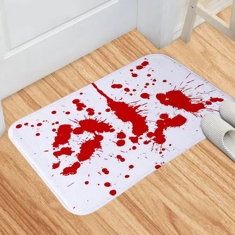 temu Amazon Halloween horror blood red footprints floor mats home bathroom entrance door mats absorbent non-slip mats