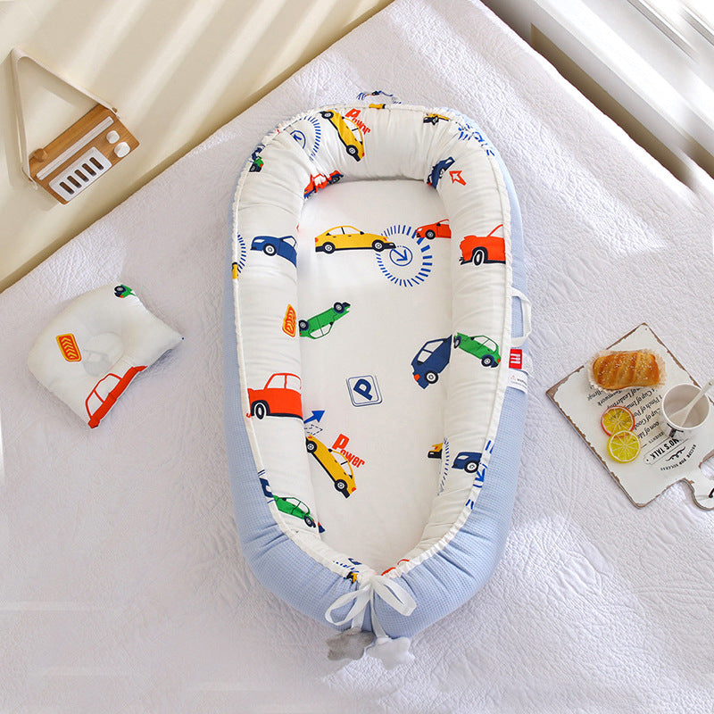 Hemei honeycomb breathable detachable and washable portable baby bed mid-bed bionic baby nest baby pillow travel baby bed