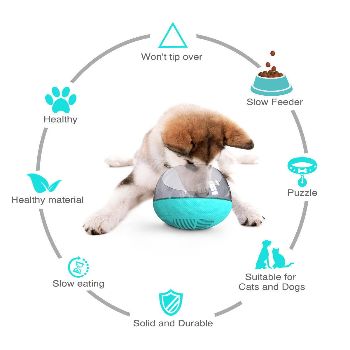 Amazon's best-selling anti-spill dog food bowl, slow feeding, anti-choking round bowl, creative tumbler bowl toy, easy to clean pet