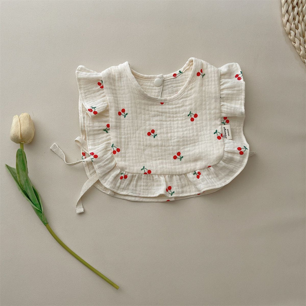 ins autumn and winter pure cotton gauze bib baby lace bib baby tie bib fake collar neck anti-spitting milk