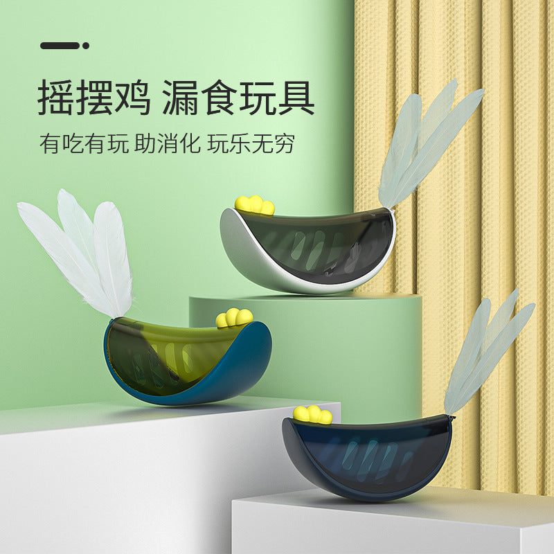 New pet supplies cat toys tumbler with cat teaser feather cat feeder swing chicken feeder toy