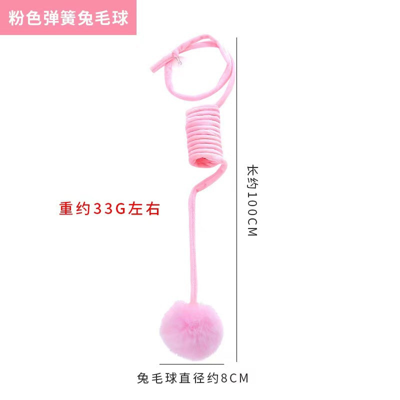 Pet cat toys self-hi suction cup spring rabbit hair ball interactive toys cat toys factory spot cross-border cat toys
