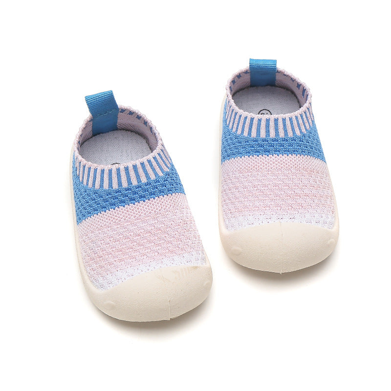 Baby toddler shoes soft bottom breathable flying woven spring and autumn baby shoes 2021 new one-year-old 1-3 non-slip knitted