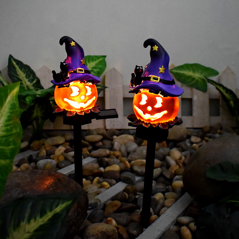 New solar outdoor courtyard Halloween pumpkin lantern resin craft garden ghost festival atmosphere decoration ground plug