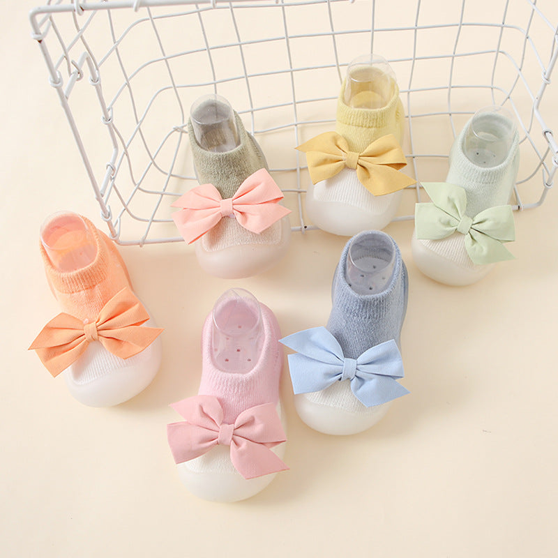 Factory goods ins spring and summer bow children's indoor shoes cute princess style baby socks shoes baby toddler shoes