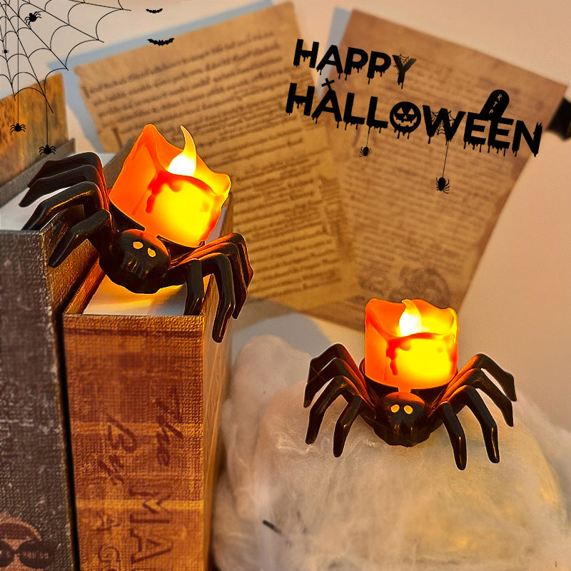 Halloween spider candle light LED electronic luminous night light party atmosphere decoration ornaments photo props