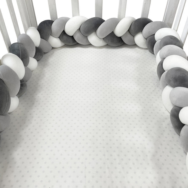 Baby crib surround ins new hand-woven long knotted ball three-strand braid anti-collision soft bag baby crib surround