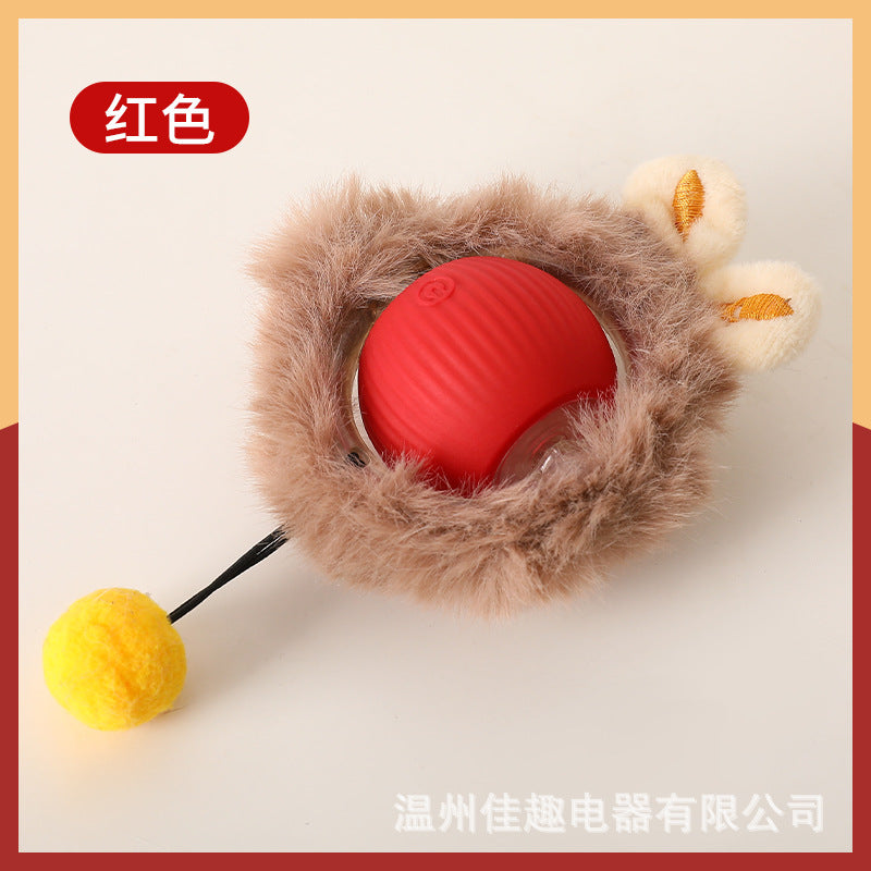 Cross-border cat toy ball self-entertainment ball to amuse cats rolling ball fur pet to relieve boredom plush cat amusing ball cat toy pet
