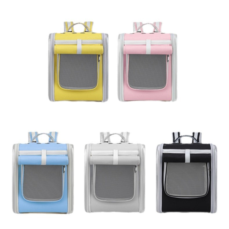 Square folding cat bag new style cat and puppy portable pet box breathable three-dimensional transparent shoulder pet bag