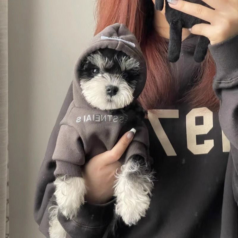 Dog clothes spring and autumn sweatshirt plus velvet warm Teddy Yorkshire schnauzer small dog pet autumn and winter clothes